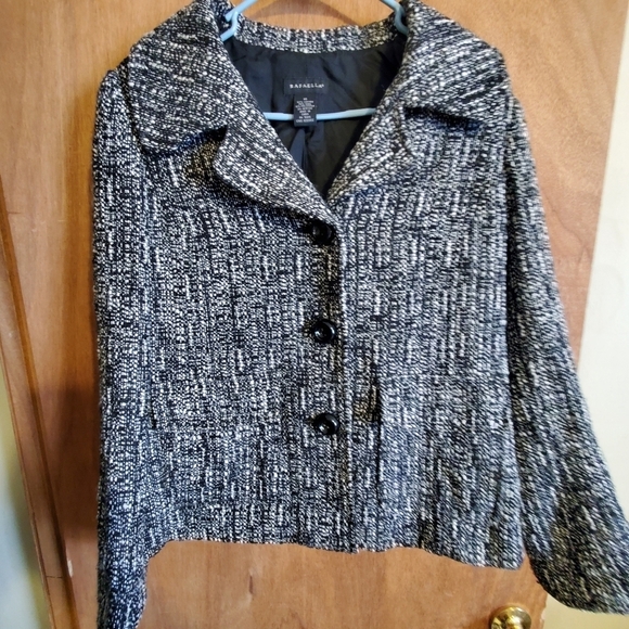Rafaella.Tweed blazer. Black and white  sz 10 wool blend.  Long sleeves - Picture 1 of 7
